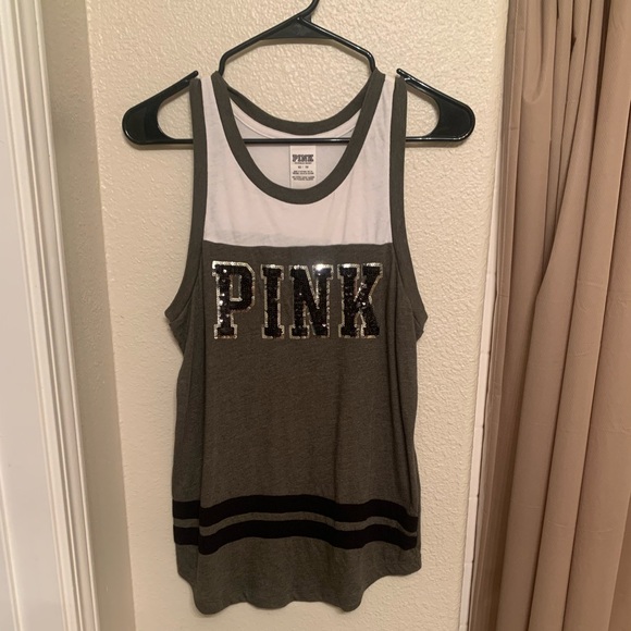 VS Pink Olive Rib Neck Tank - Picture 2 of 3